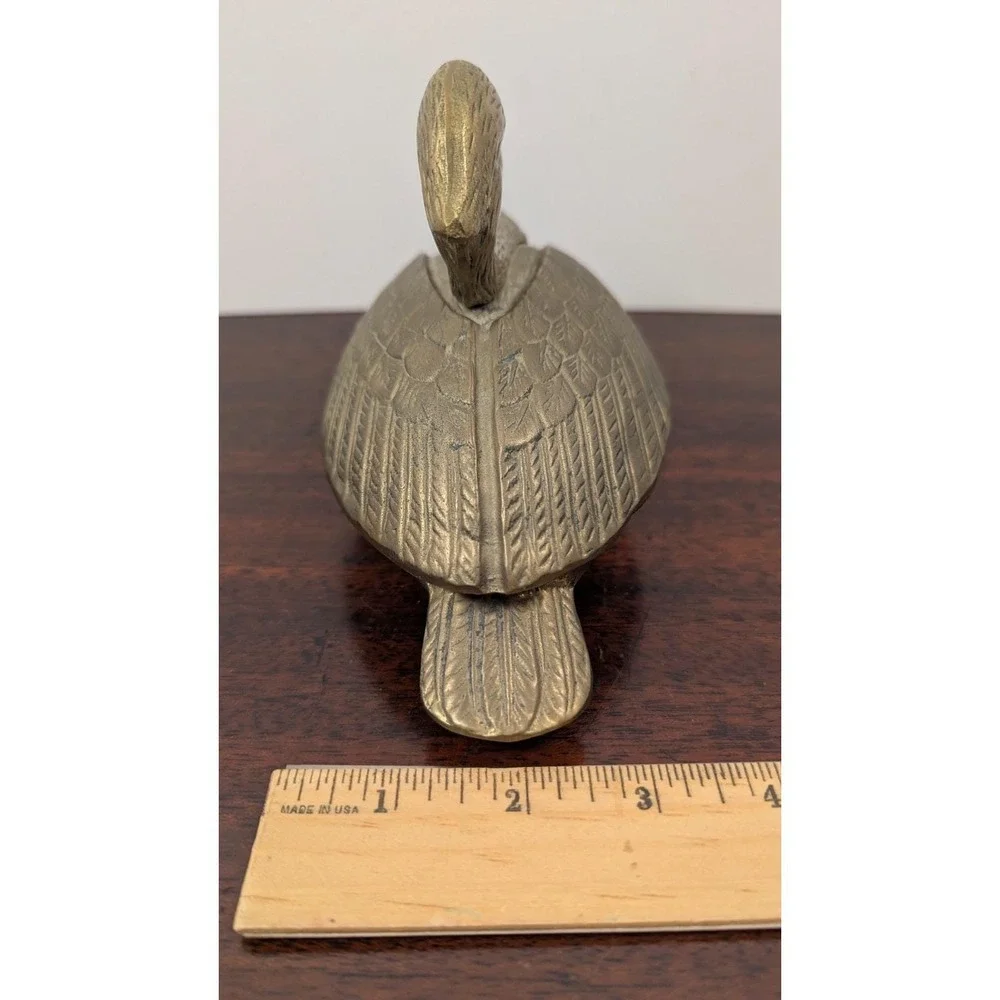 Vintage Solid Brass Pelican Trinket Box With Lid Coastal Bird Decor 8